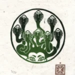 Linogravure de la Méduse, à la chevelure de serpents - version en une plaque